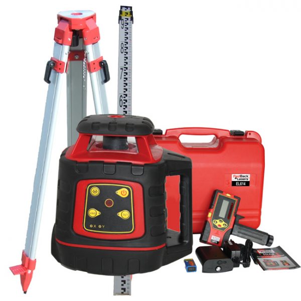 RedBack Lasers EL614P Package with tripod and staff concreters site levelling rotating laser electronic self levelling