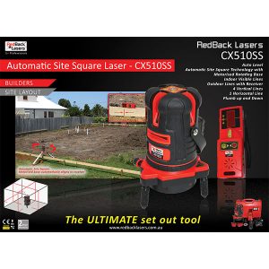 CX510SS Box RedBack Lasers Site Layout Squaring laser with tracking receiver Ultimate set out Tool