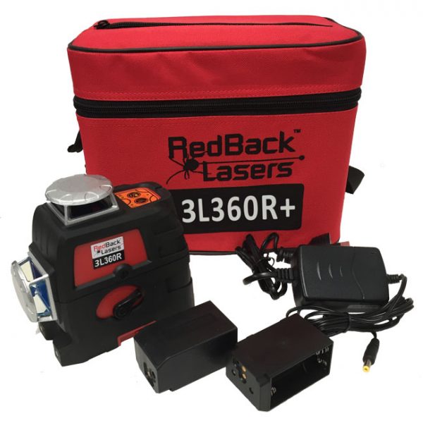 RedBack Lasers 3L360R+ 3D multi Cross Line Laser with receiver for indoor and outdoor levelling alignment and square
