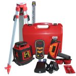 EGL624GMP - RedBack Rotating Laser Level with Auto Grade Match, MM Tracking Receiver, Tripod and Staff