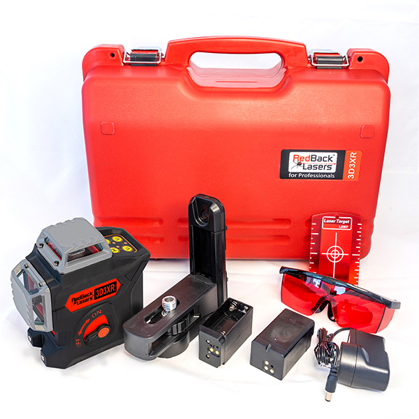 RedBack Lasers 3D3XR premium multi line laser kit with li-ion power for professionals
