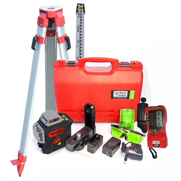 RedBack Laser level 3D3XR+P package with receiver and tripod and staff