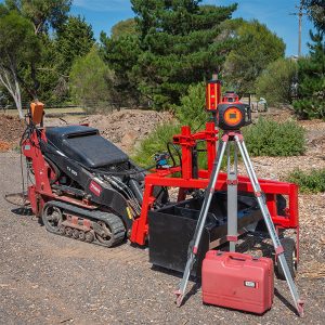 Machine Control setup example with Single MCR900 RedBack Lasers system DGL1010GM laser and Box Blade on a Skid Steer Machine