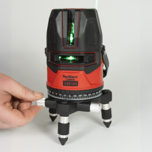 redback-lasers-cx610g-line-laser-with-llr805mm-receiver-upgrade-01-front-knob-adjustment-laser-on