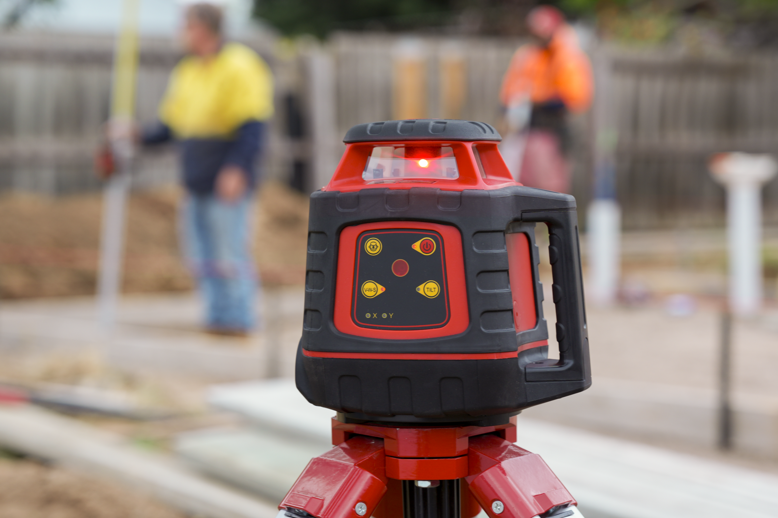 RedBack laser level in use on a concrete pour