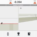 EG10 tablet road guidance screen with cut/fill readings, side view and 3D road model